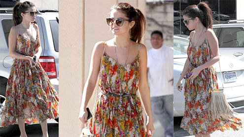 Selena Gomez gets festive in a floral dress